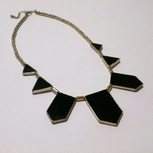 Gold Tone Black Enamel Choker Necklace *